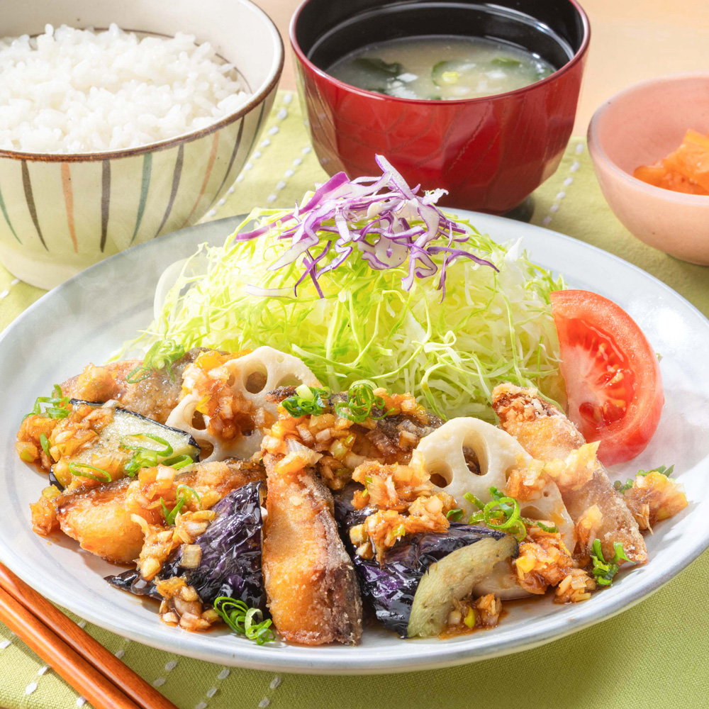 ほっけ竜田揚げ〜もろみ醤油の香味ネギだれ〜