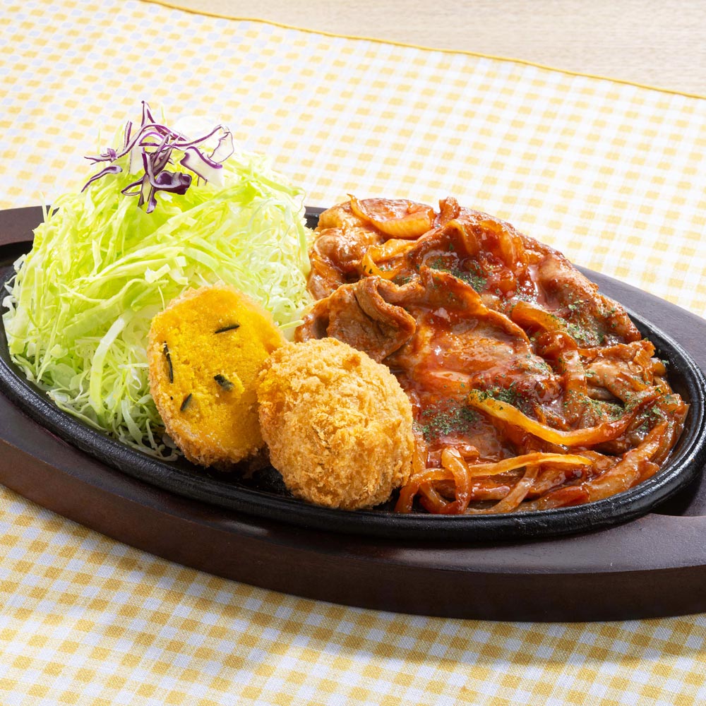 洋食屋の鉄板ポークチャップ