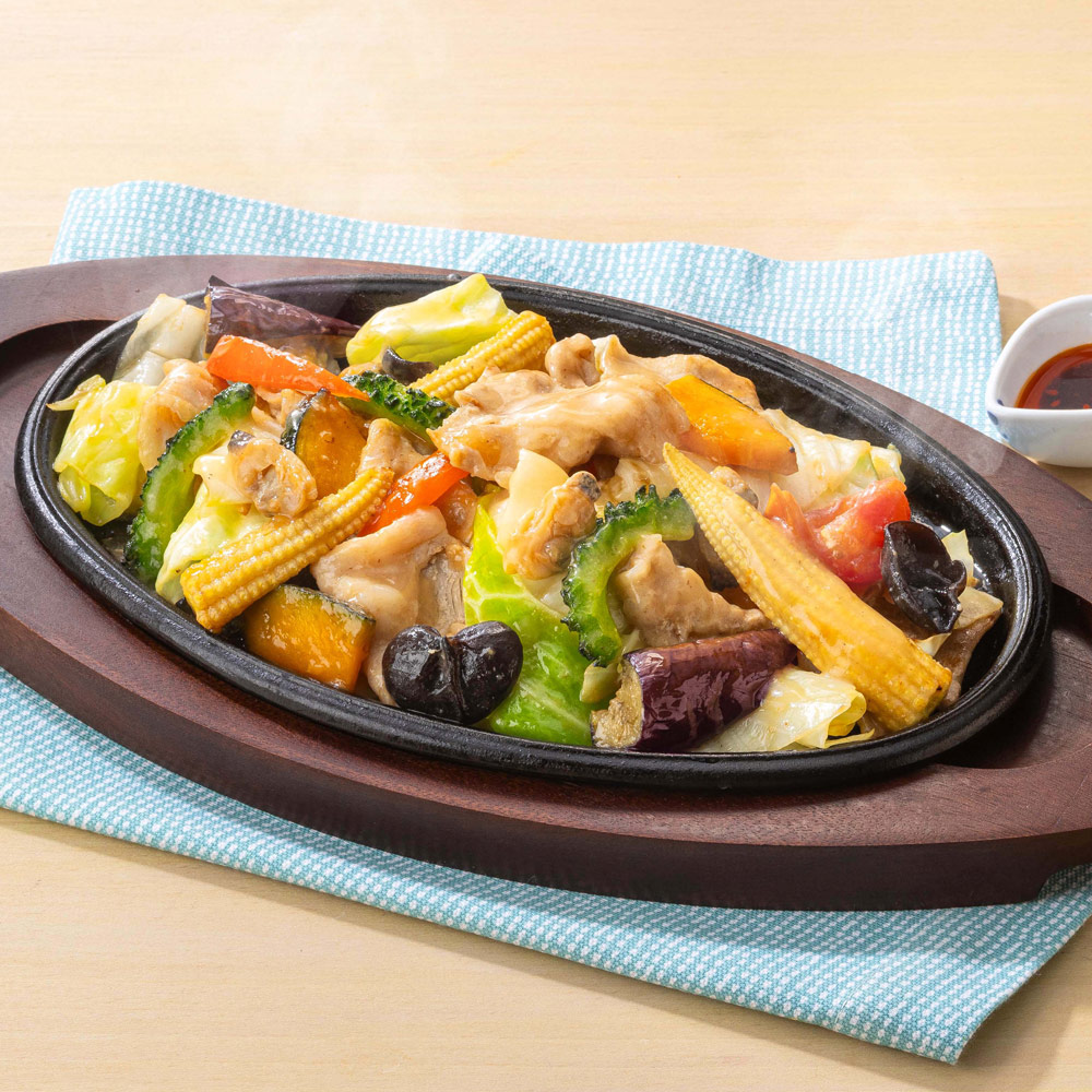 あさりと豚肉のちゃんぽん風夏野菜炒め