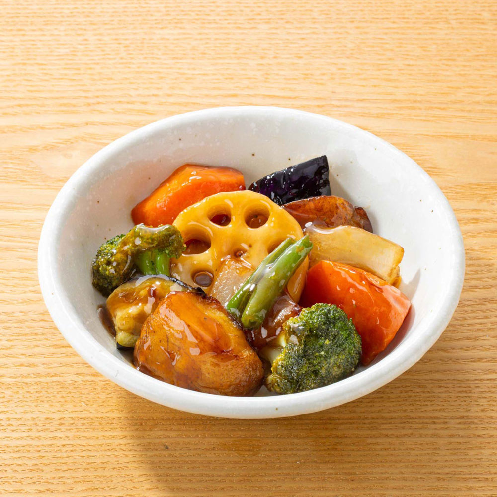 ミニ野菜の黒酢あん