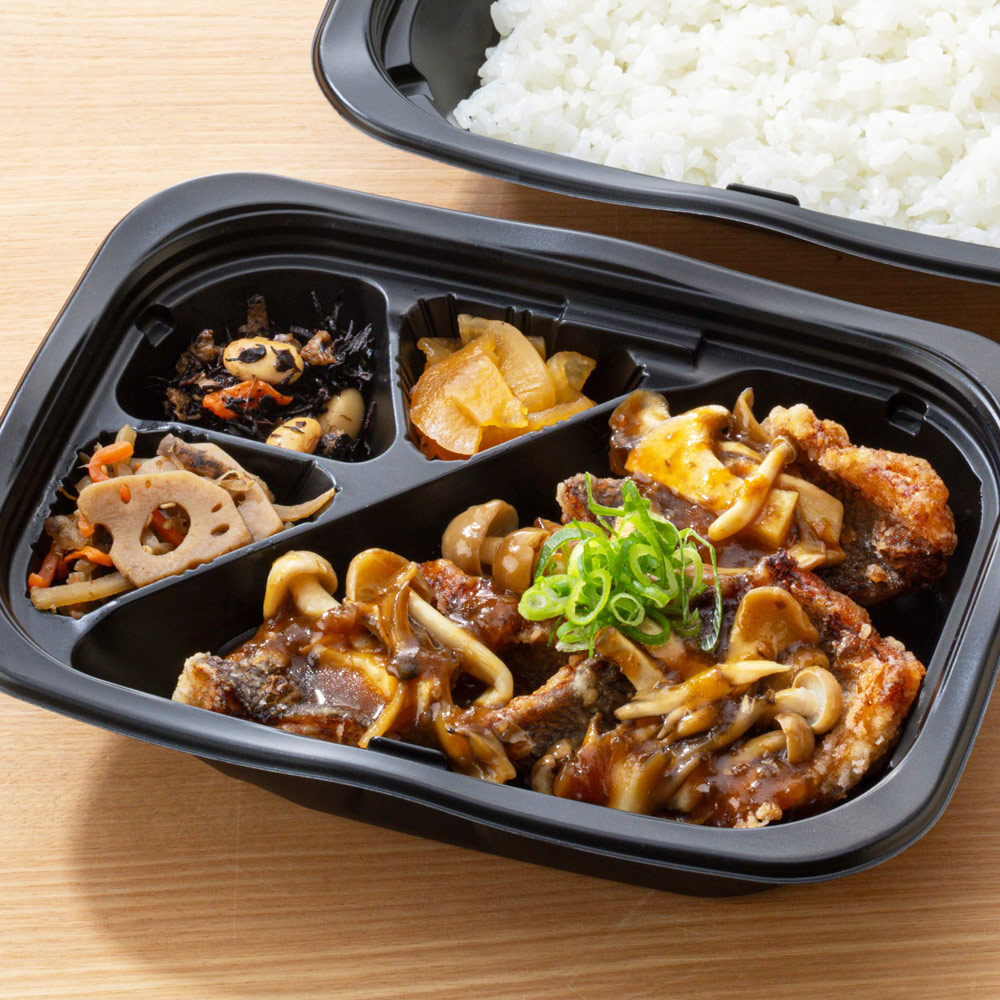 茸のたまり醤油バターソース メヌケの竜田揚げ 弁当