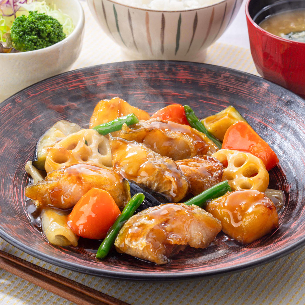 すけそう鱈と野菜の黒酢あん