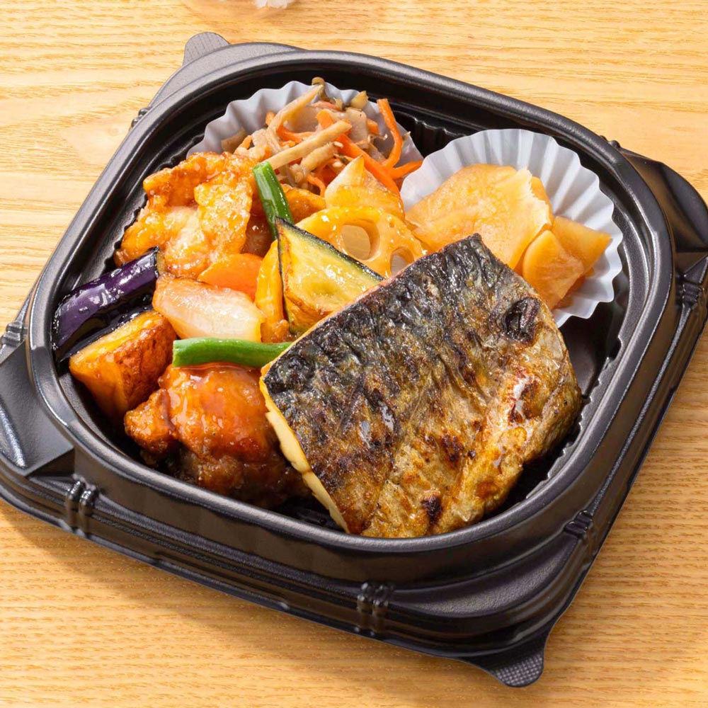 鶏の黒酢あんとさばの直火焼き 弁当