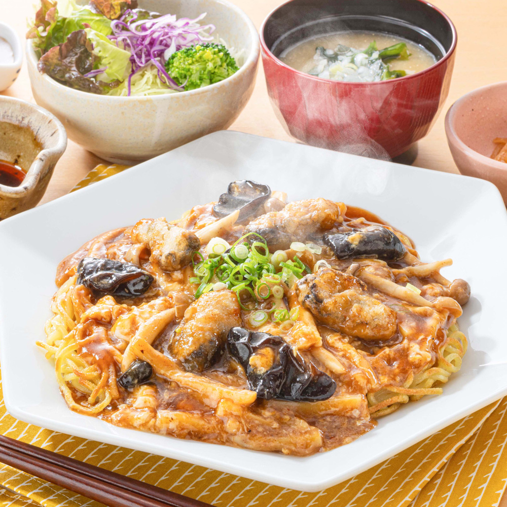 牡蠣の酸辣あんかけ焼きそば