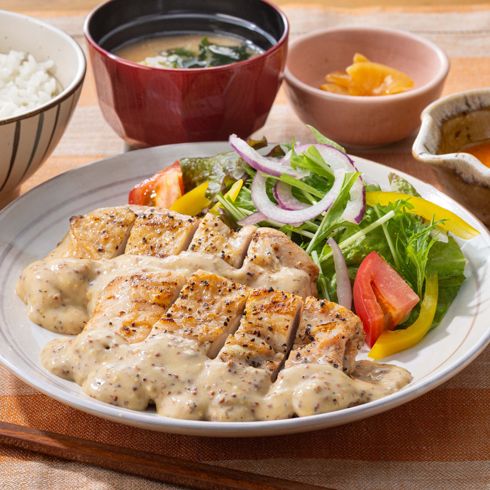 炭火焼きチキンのマスタードクリームソース