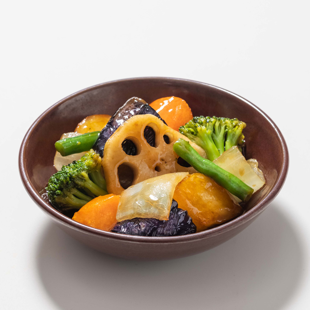 ミニ野菜の黒酢あん