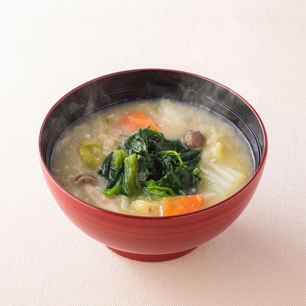 たっぷり野菜の麦みそ汁
