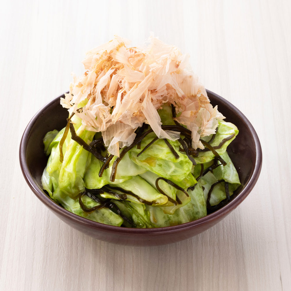 塩昆布と浅漬けキャベツ 鰹本枯節がけ