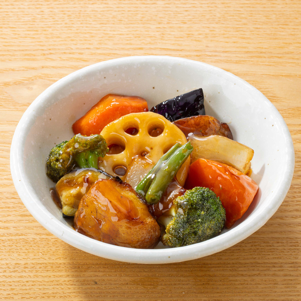 ミニ野菜の黒酢あん