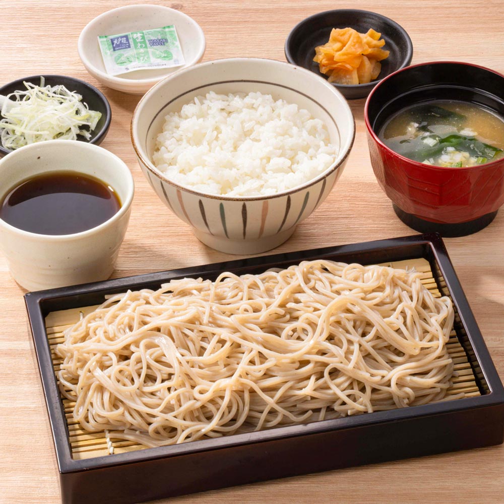 Dセット(ご飯・せいろそば・味噌汁・漬物)