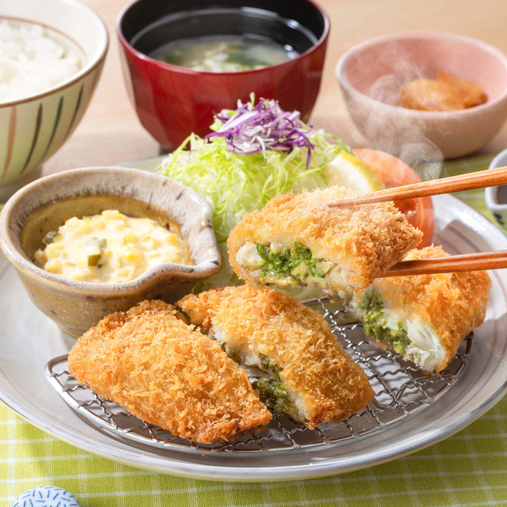 バジルとチーズのアジフライ