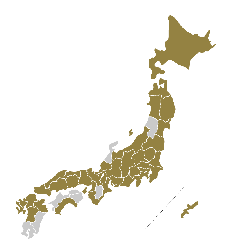 Map of Japan showing prefectures with Ootoya restaurant locations highlighted
